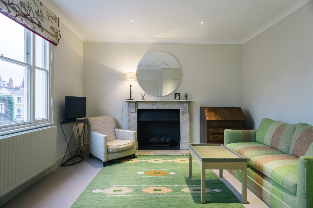 freshly decorated living room in central london