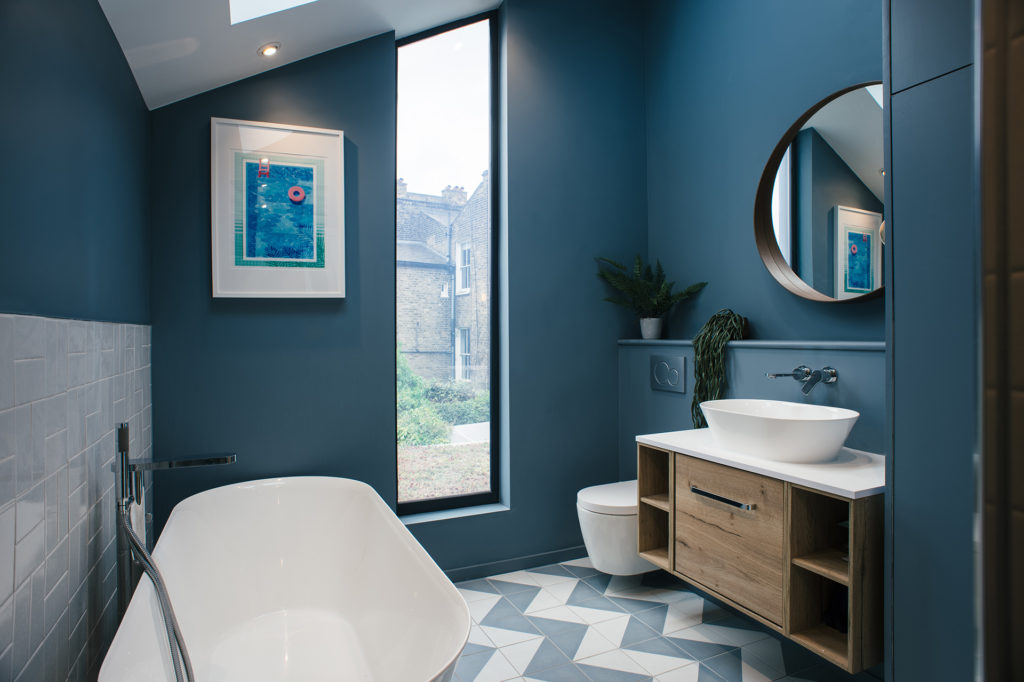 modern bathroom in blue