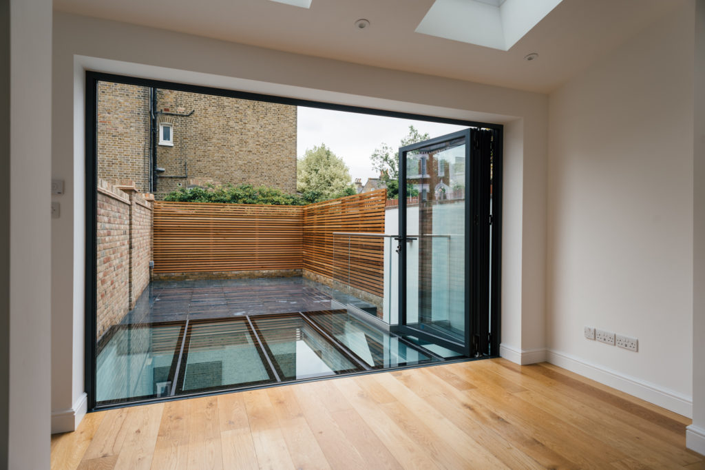 wide living room garden door wide open